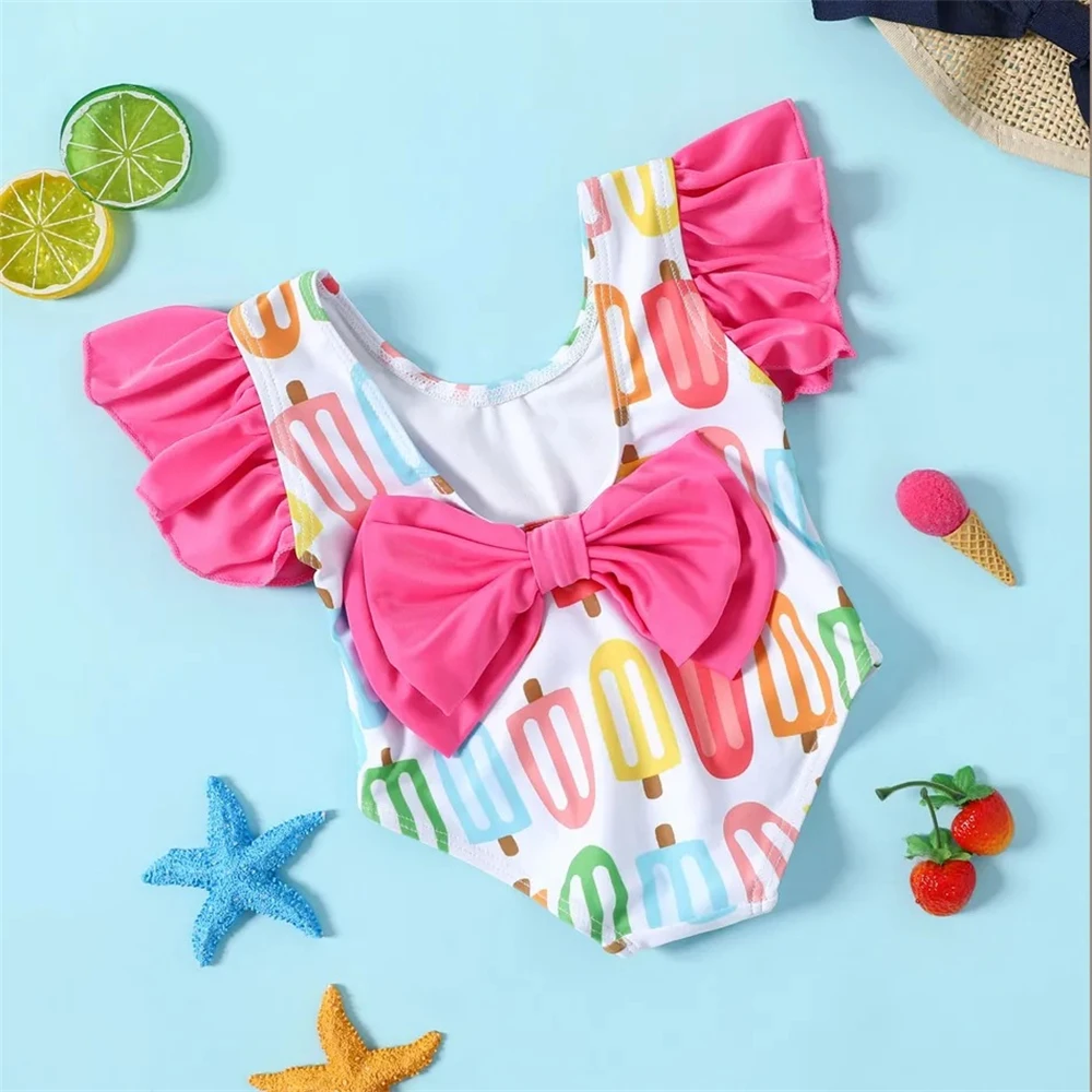 

2023 6M-24M Newborn Girls Swimsuit Kawaii Children One-piece Swimwear Baby Girl Toddlers Summer Seaside Beachwear Overall