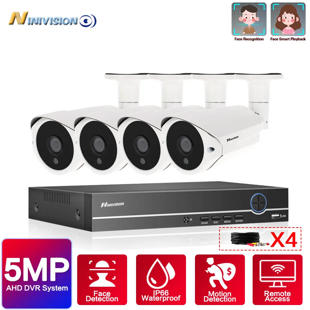 

5.0MP CCTV Security Camera System Kit 4ch AHD Camera DVR Video Recorder Infrared Night Vision I-CUT 2k Video Surveillance Set