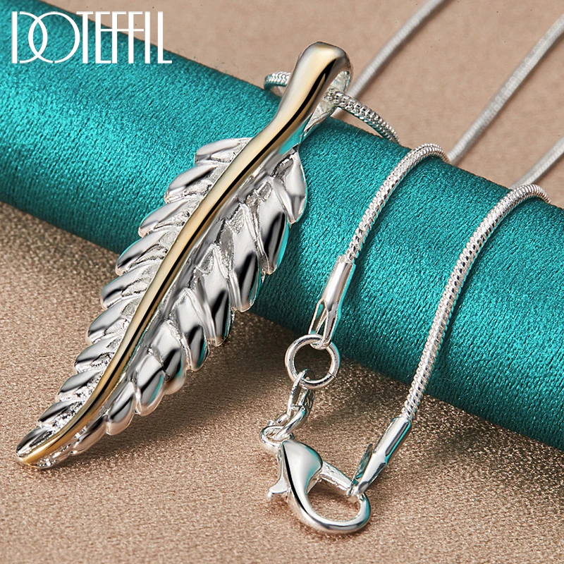 DOTEFFIL 925 Sterling Silver Feather Pendant Necklace 18-30 Inch Snake Chain For Women Wedding Engagement Party Jewelry Gift
DOTEFFIL 925 Sterling Silver Feather Pendant Necklace 18-30 Inch Snake Chain For Women Wedding Engagement Party Jewelry Gift