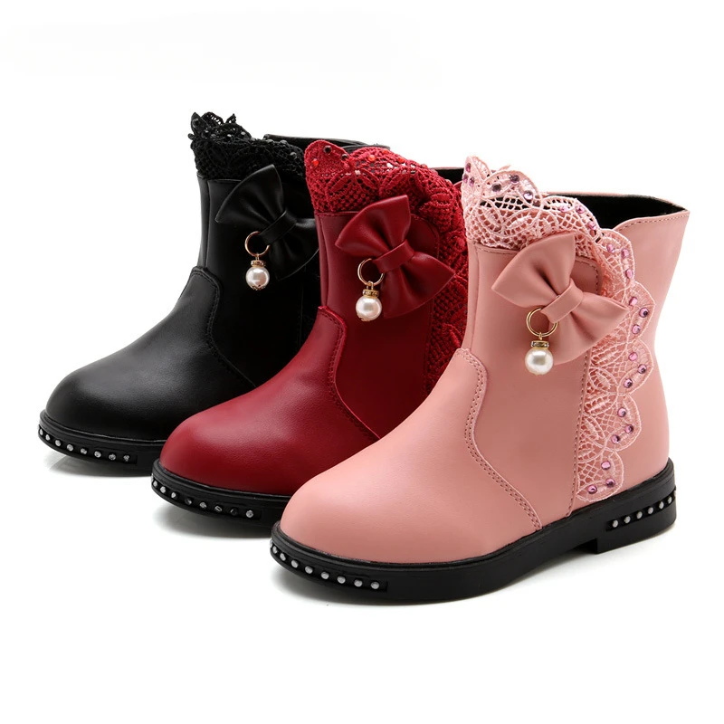 Autumn Winter Girls' New Solid Lace Pearl Bow Low Tube Warm Single Boot Children's Fashion Side Zipper Casual Leather Boot
Autumn Winter Girls' New Solid Lace Pearl Bow Low Tube Warm Single Boot Children's Fashion Side Zipper Casual Leather Boot