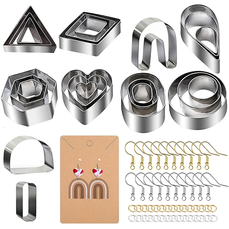 24 Pcs Polymer Clay Cutters With Earring Cards And Hooks, Clay Cutters For Polymer Clay Jewelry Making
24 Pcs Polymer Clay Cutters With Earring Cards And Hooks, Clay Cutters For Polymer Clay Jewelry Making