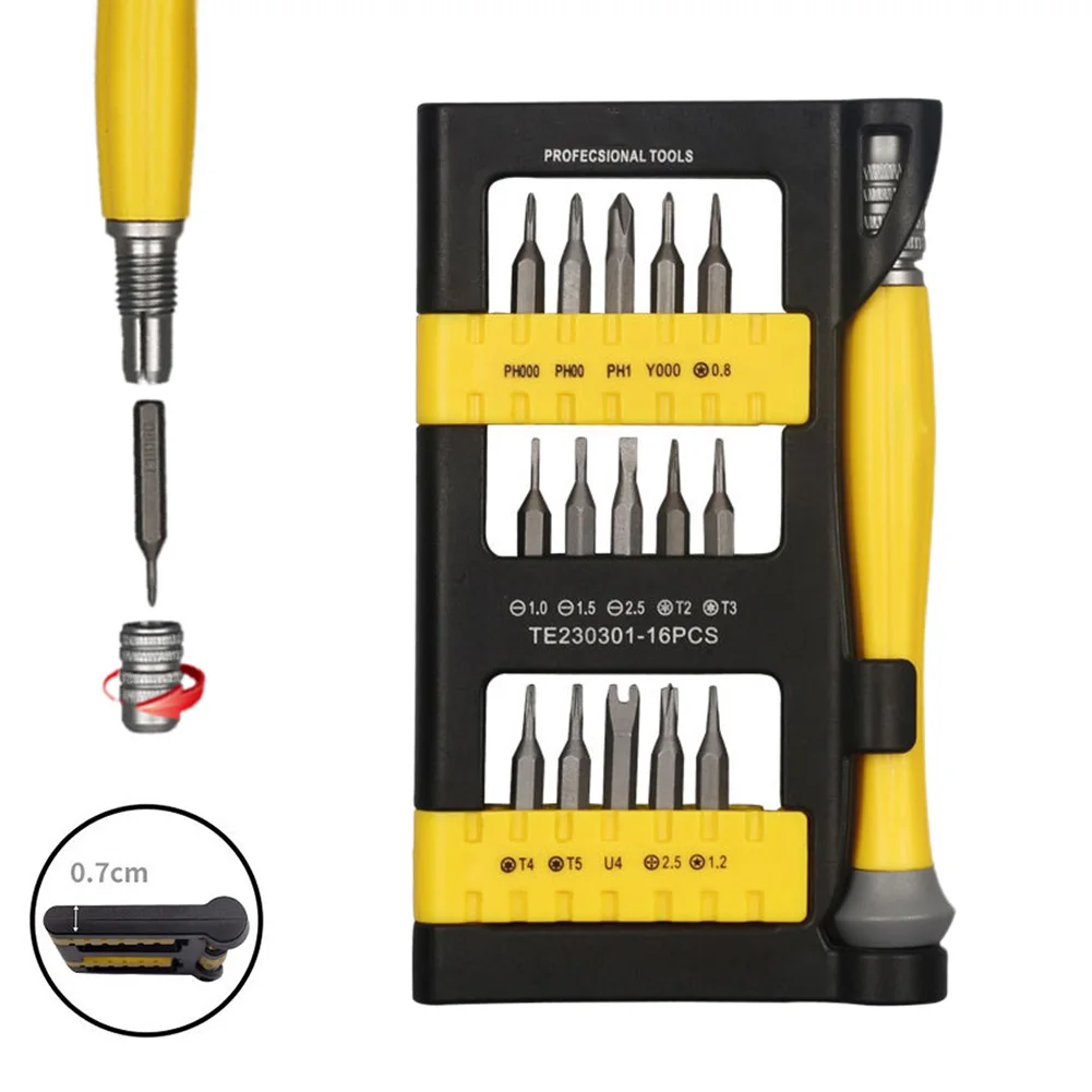 16 In 1 Magnetic Precision Screwdriver Slotted Cross Torx Star Bits Handle For Electric Appliance Mobile Phone Repair Hand Tools
16 In 1 Magnetic Precision Screwdriver Slotted Cross Torx Star Bits Handle For Electric Appliance Mobile Phone Repair Hand Tools