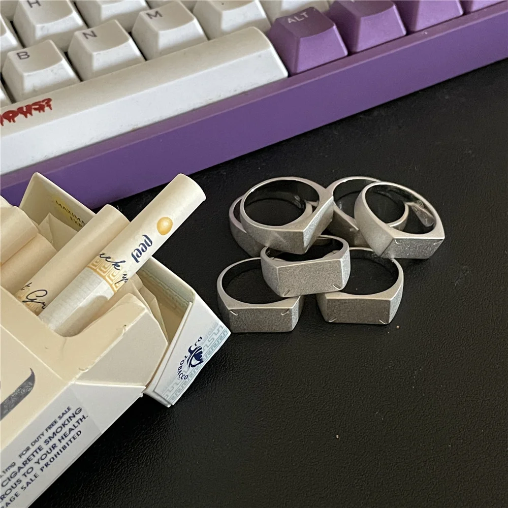 Парное кольцо Margiela с высоким графическим дизайном, чистое квадратное кольцо из серебра 925 пробы для мужчин и женщин