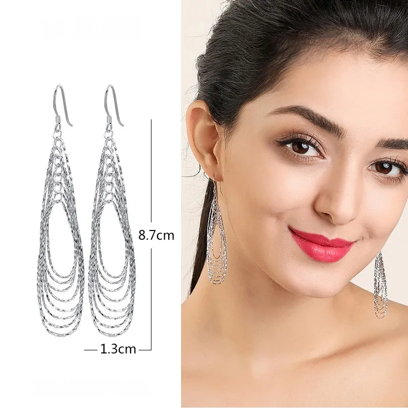 925 Sterling Silver Drop Earrings with Tassel, Fashionable Personalized Exaggerated Earrings for Women's Gifts
925 Sterling Silver Drop Earrings with Tassel, Fashionable Personalized Exaggerated Earrings for Women's Gifts
