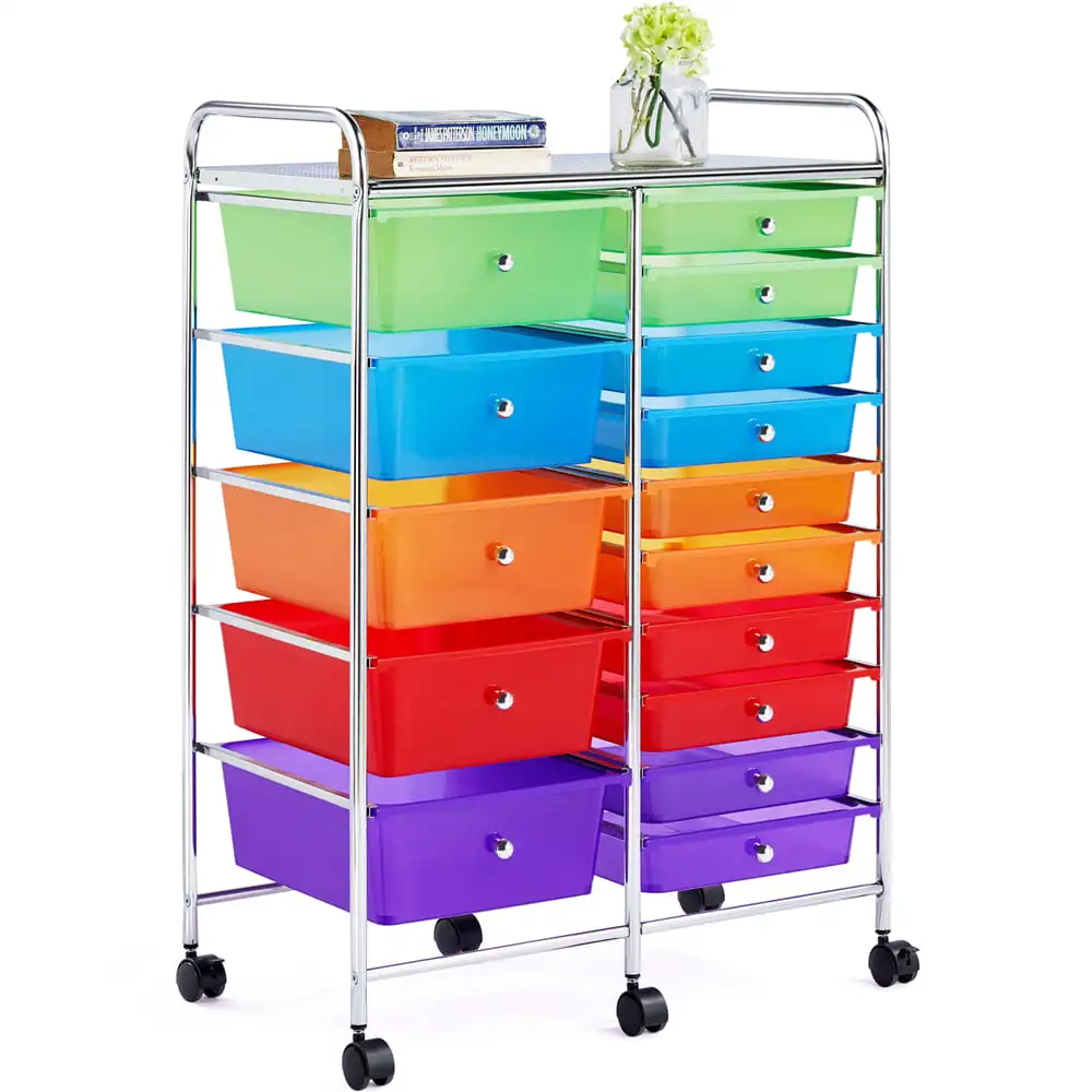 Easyfashion 15 Drawer Rolling Storage Mobile Storage Trolley Home Office Organizer, Multi-color
Easyfashion 15 Drawer Rolling Storage Mobile Storage Trolley Home Office Organizer, Multi-color