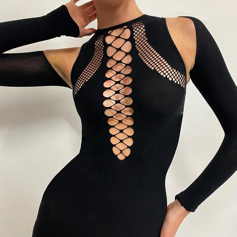 Elegant Black long sleeves Bandage Sexy Hollow Out Dress for Women Club Party Dresses Skinny Fashion Summer 2022
Elegant Black long sleeves Bandage Sexy Hollow Out Dress for Women Club Party Dresses Skinny Fashion Summer 2022