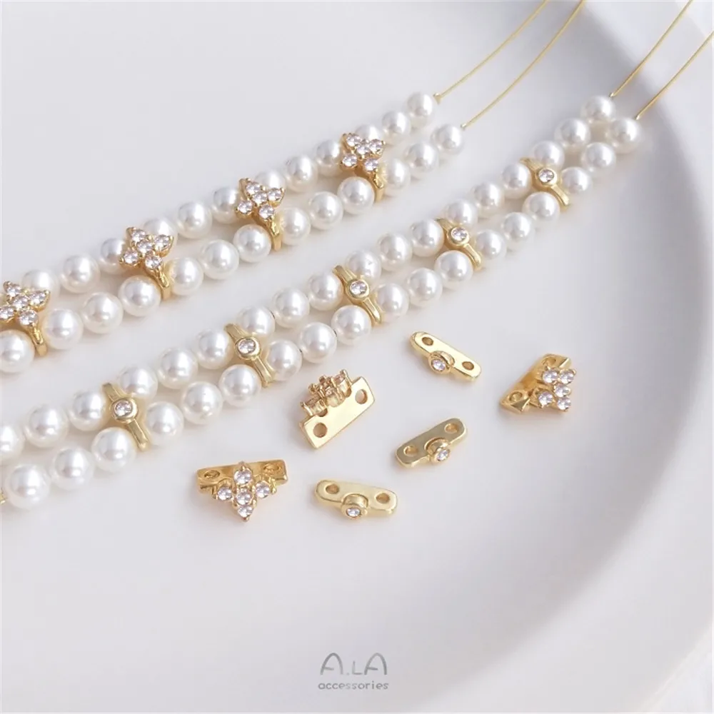 14K pack real gold inlaid zirconium double row hand string pearl septa double hole septa accessories DIY material
14K pack real gold inlaid zirconium double row hand string pearl septa double hole septa accessories DIY material
