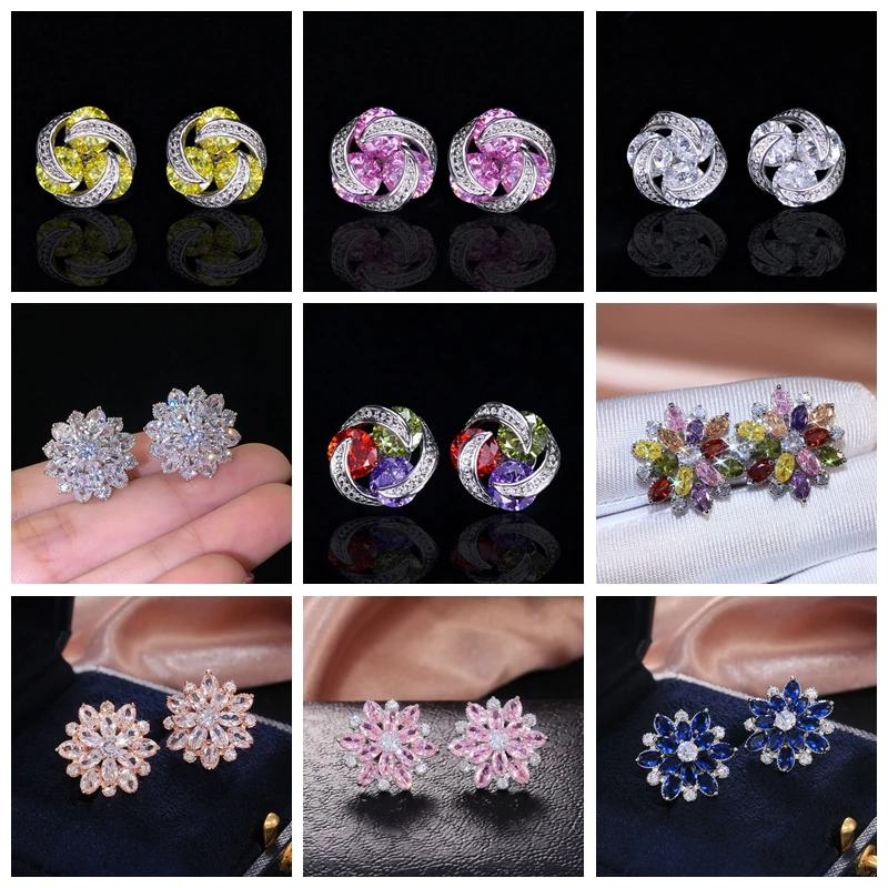 Female Luxury Crystal Zircon Stud Earrings Cute Flowers Snowflakes Earrings Girl Friendship Jewelry Bijoux De Boucle D'oreille
Female Luxury Crystal Zircon Stud Earrings Cute Flowers Snowflakes Earrings Girl Friendship Jewelry Bijoux De Boucle D'oreille