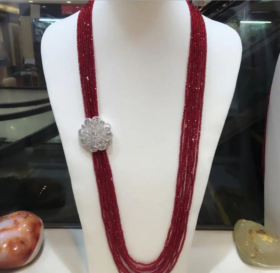 Fine jewelry Women's fashion zircon accessories clasp DIY accessory red glass crystal necklace welcome custom
Fine jewelry Women's fashion zircon accessories clasp DIY accessory red glass crystal necklace welcome custom