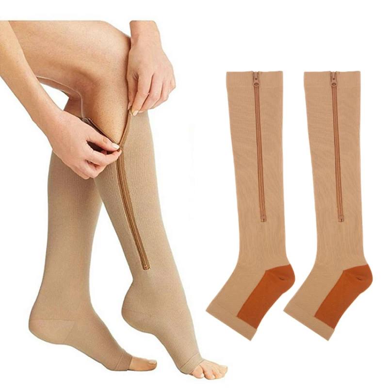 

Медицинские компрессионные чулки, спортивные длинные велосипедные носки на молнии, профессиональные плотные женские носки с поддержкой но...