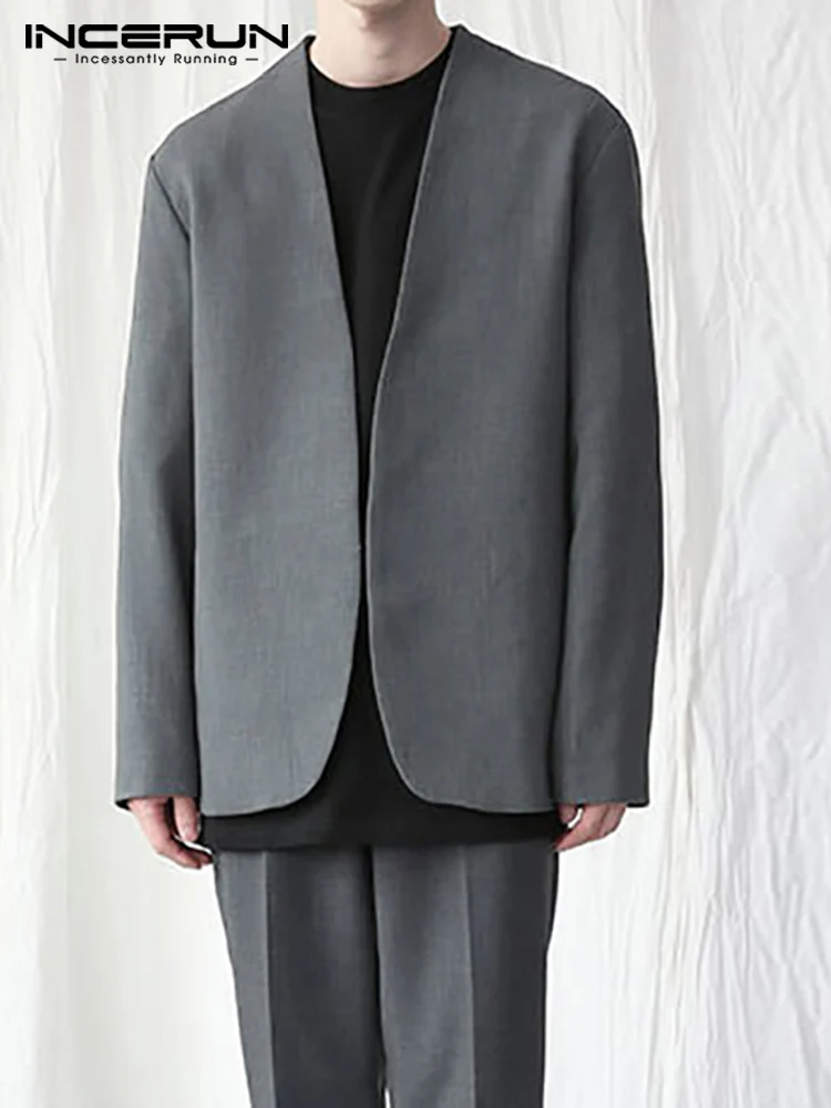 INCERUN Handsome New Men Blazer Solid Color Comfortable Loose Buttons Streetwear Collarless Long-sleeved Suits S-5XL Tops 2022
INCERUN Handsome New Men Blazer Solid Color Comfortable Loose Buttons Streetwear Collarless Long-sleeved Suits S-5XL Tops 2022
