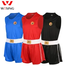 Wesing Adult Children Sanda Uniform Breathble Red Blue Black Wushu Suit For Training Competition