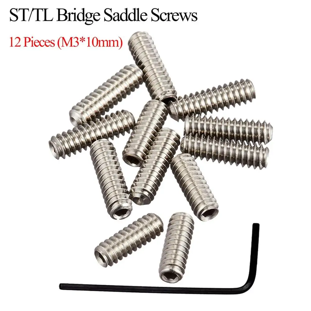 12 Pcs/set Guitar Bridge String Saddle 3mm*10mm Standard ST/TL Electric Guitar Bridge String Screws + Hexagon Wrench
12 Pcs/set Guitar Bridge String Saddle 3mm*10mm Standard ST/TL Electric Guitar Bridge String Screws + Hexagon Wrench
