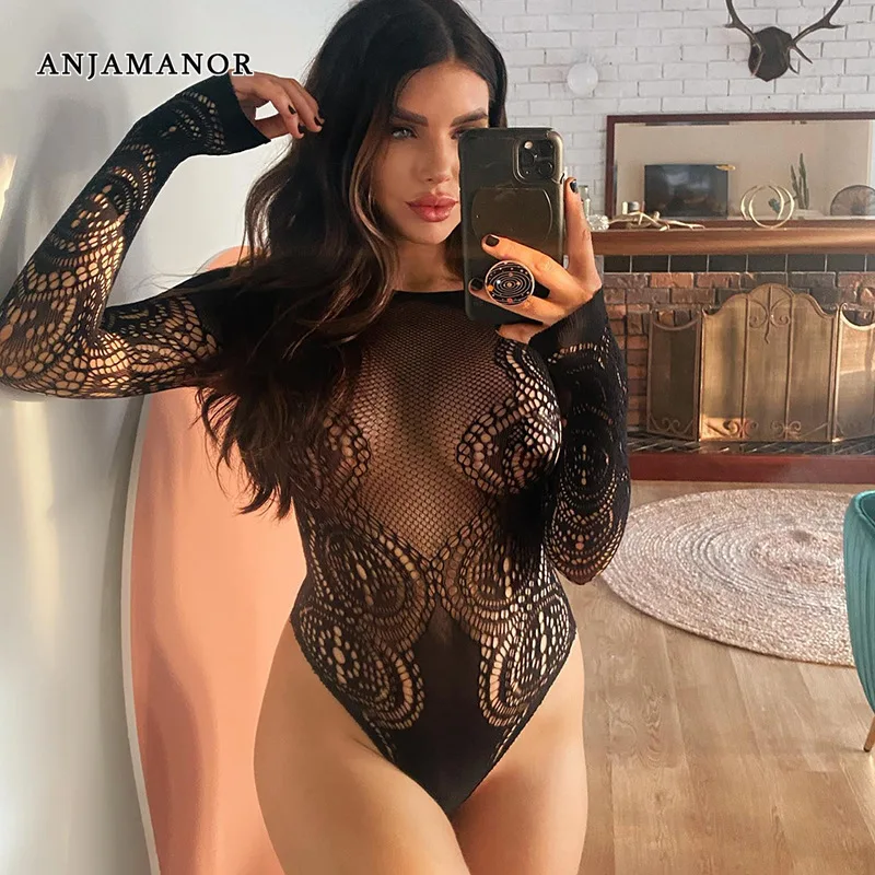 ANJAMANOR Mesh Black Bodysuit Lingerie Sexy Long Sleeve Tops for Women Fashion Rave Festival Clothing Night Club Wear D85-AA10
ANJAMANOR Mesh Black Bodysuit Lingerie Sexy Long Sleeve Tops for Women Fashion Rave Festival Clothing Night Club Wear D85-AA10