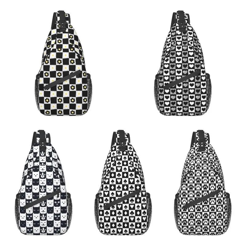 Grey Black Checkerboard Daisies Sling Bag for Men Cool Checkered Flowers Shoulder Chest Crossbody Backpack Traveling Daypack
Grey Black Checkerboard Daisies Sling Bag for Men Cool Checkered Flowers Shoulder Chest Crossbody Backpack Traveling Daypack