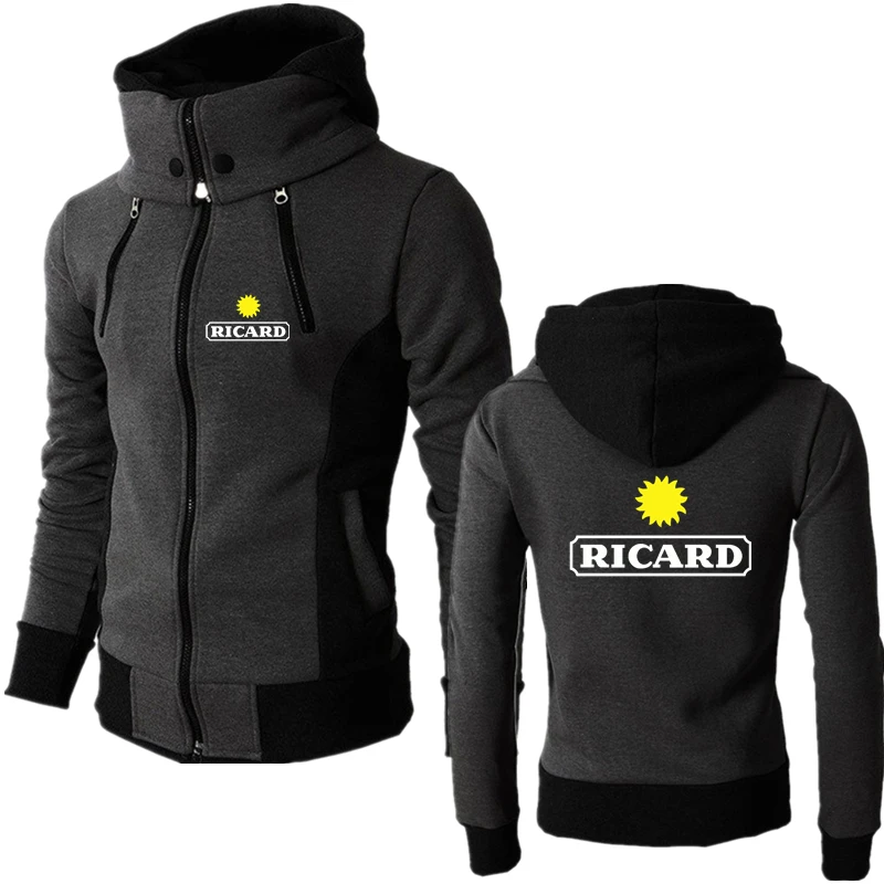 

2023 Spring New RICARD Logo Printed Customizable Spliced Men Zipper Jacket Hoodie Cotton Warm Comfortable Casual Man Sportswear