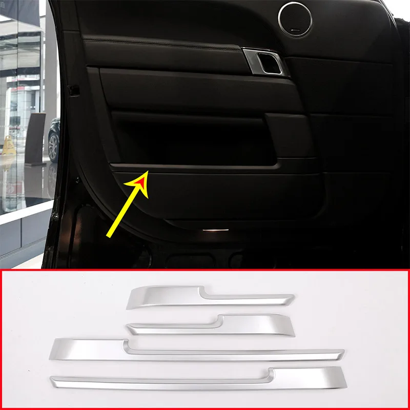 

4pcs For Land rover Range Rover Vogue L405 2013-2017 Black Glossy Car ABS Chrome Interior Door Decoration Strip Trim Accessories