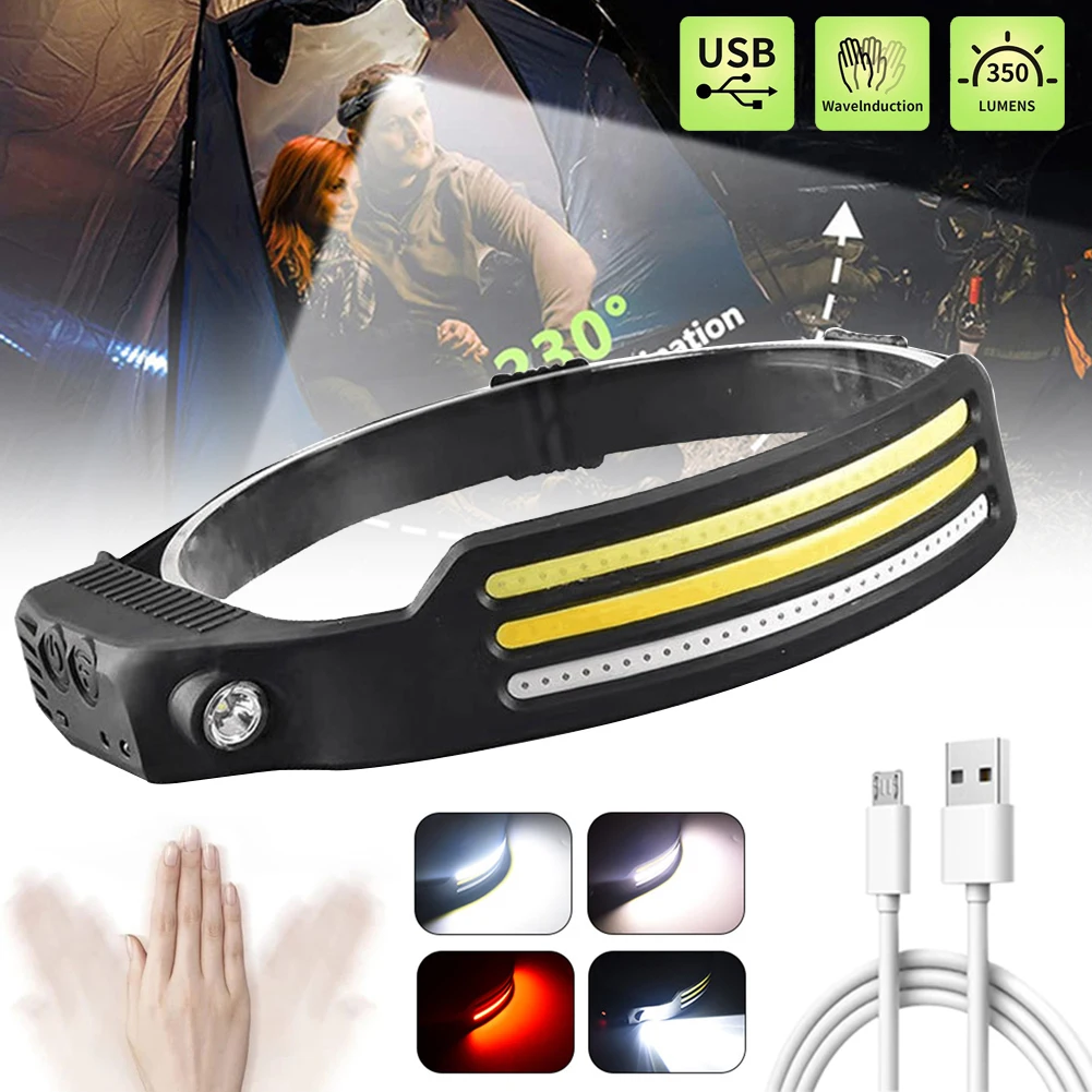 Sensor Headlamp COB LED Head Lamp Flashlight USB Rechargeable Head Torch 5 Lighting Modes Head Light with Built-in Battery
Sensor Headlamp COB LED Head Lamp Flashlight USB Rechargeable Head Torch 5 Lighting Modes Head Light with Built-in Battery