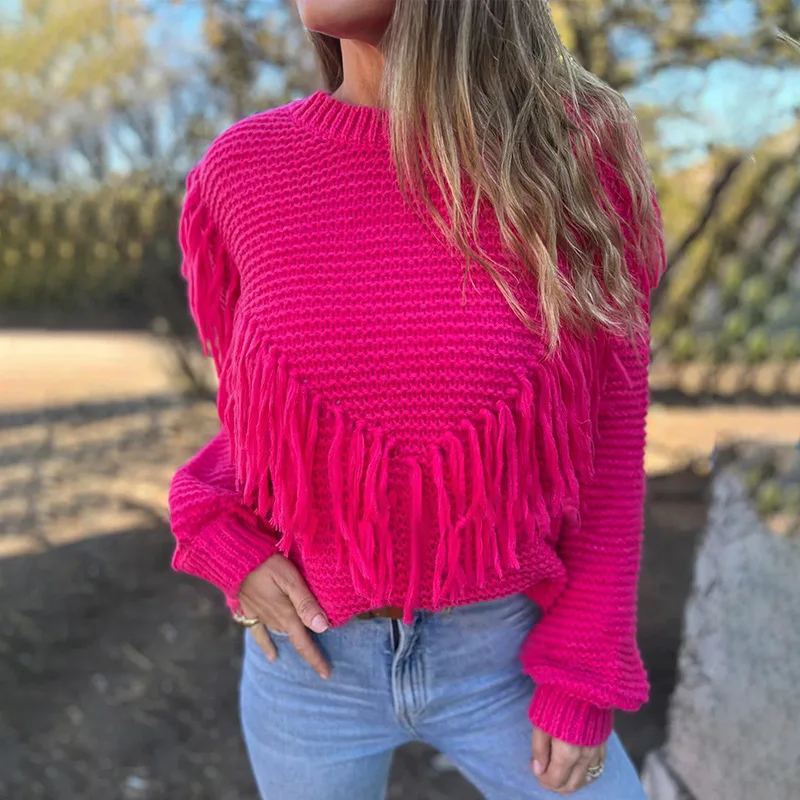 O-neck Long Sleeve Knitted Sweaters Women's Autumn Winter Pullovers Top Chic Irregular Tassel Cropped Knitted Jumpers Streetwear
O-neck Long Sleeve Knitted Sweaters Women's Autumn Winter Pullovers Top Chic Irregular Tassel Cropped Knitted Jumpers Streetwear