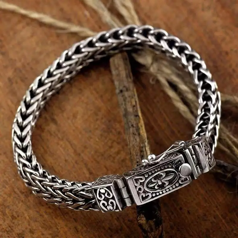 S925 Sterling Silver Bracelet Men's Vintage Fashion Trend Thai Original Pure Handwoven Silver Jewelry As A Gift for Boyfriend
S925 Sterling Silver Bracelet Men's Vintage Fashion Trend Thai Original Pure Handwoven Silver Jewelry As A Gift for Boyfriend