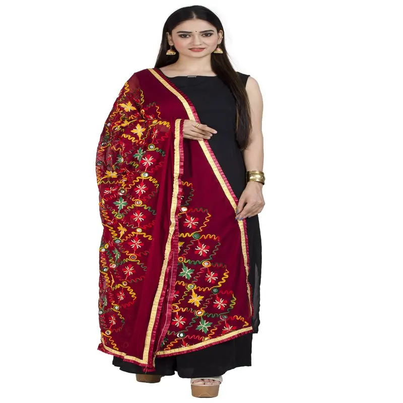 

Женская мягкая легкая шаль, шарф Chunni, темно-бордовый (D225MAR)