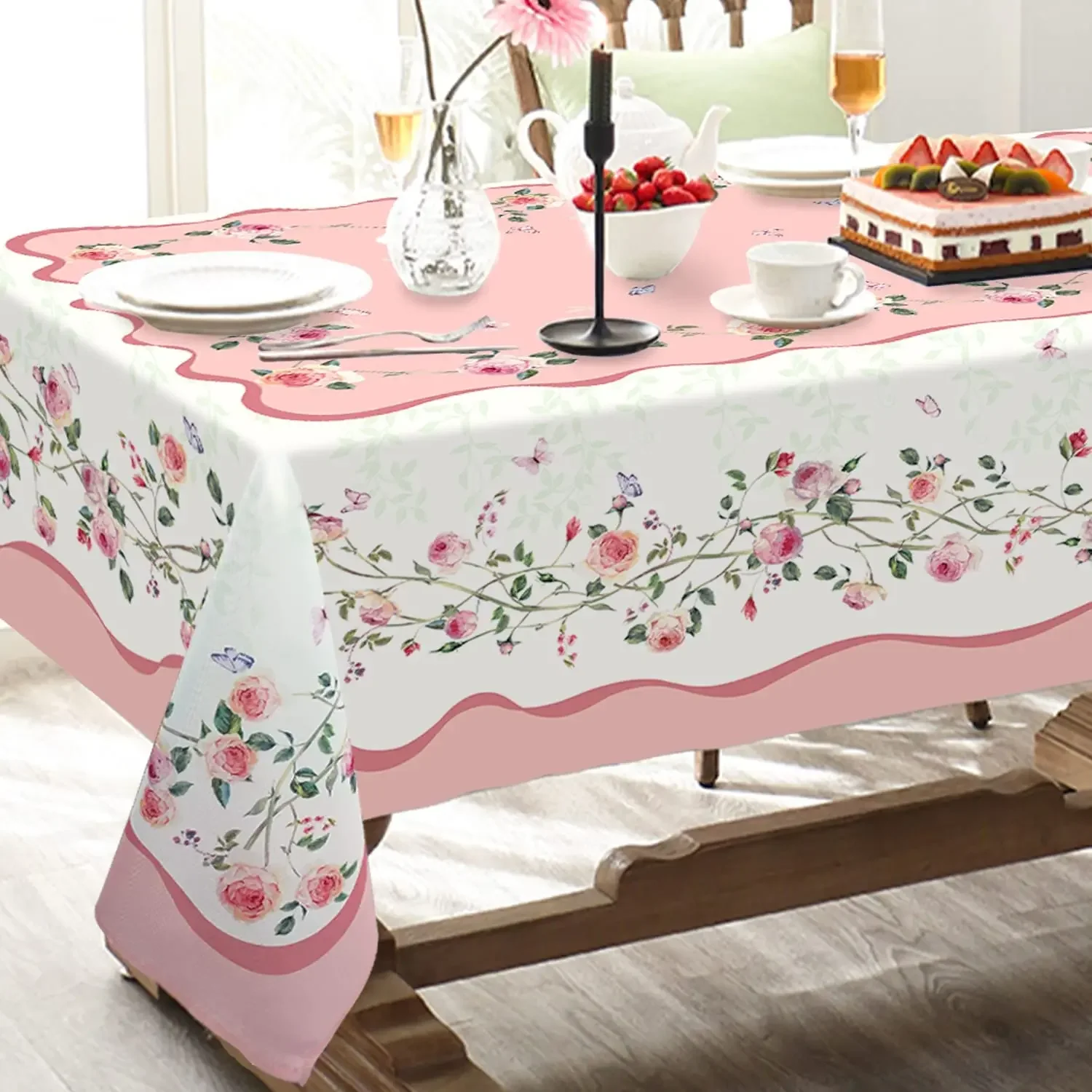 

Rozeta motyl prostokąt obrus stół kuchenny dekoracje zmywalne wodoodporny obrus prezent na dzień
