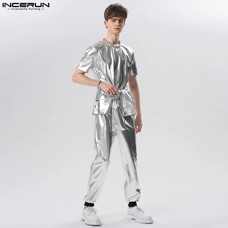 INCERUN Fashion Men Sets Patchwork Shiny O-neck Short Sleeve Lace Up T Shirt & Pants Two Pieces Sets Summer 2023 Men Suits S-5XL
INCERUN Fashion Men Sets Patchwork Shiny O-neck Short Sleeve Lace Up T Shirt & Pants Two Pieces Sets Summer 2023 Men Suits S-5XL