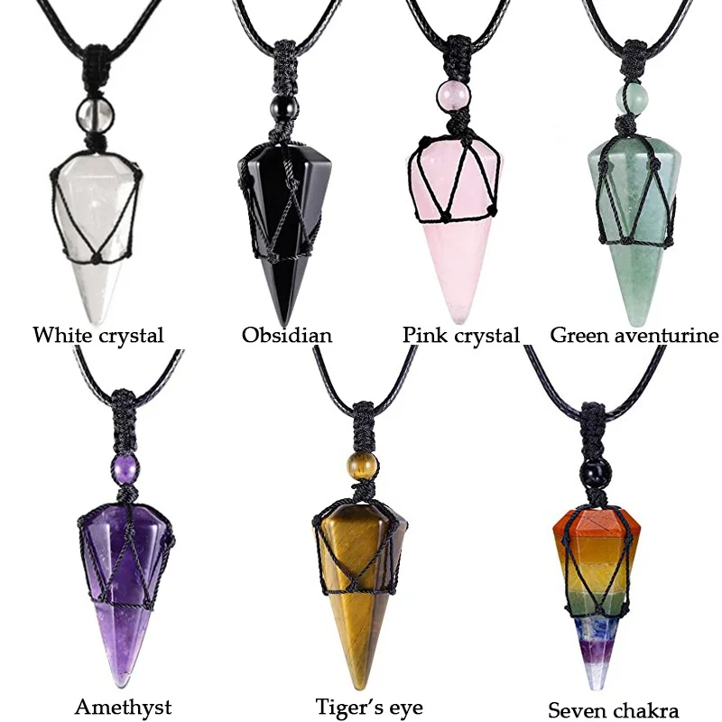 Natural Stone Chakra Pendants Roses Crystal Quartz Black Rope Wrapped Amethysts Necklace for Men Female Lapis Lazuli Jewelry
Natural Stone Chakra Pendants Roses Crystal Quartz Black Rope Wrapped Amethysts Necklace for Men Female Lapis Lazuli Jewelry