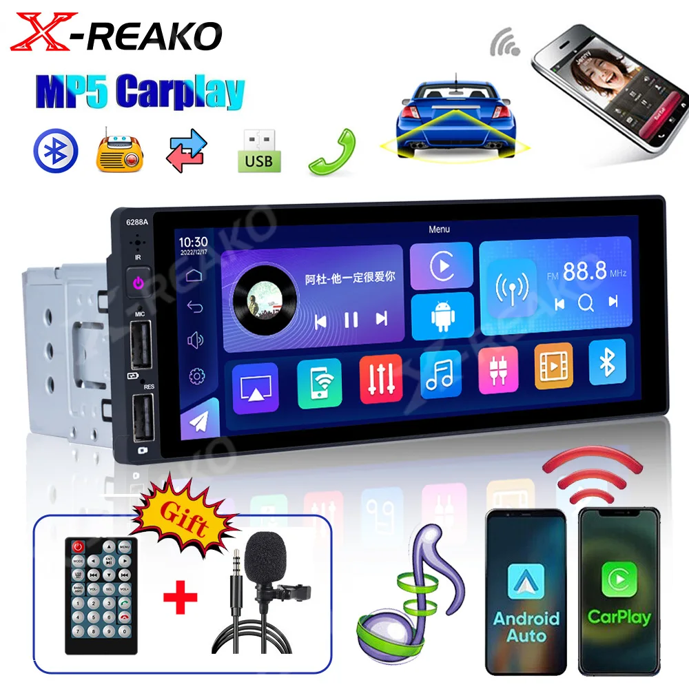 X-REAKO 1 Din CarPlay Car MP5 Multimedia Player Universally FM Stereo USB Mirrorlink Bluetooth5.0 Free Microphone Remote Control
X-REAKO 1 Din CarPlay Car MP5 Multimedia Player Universally FM Stereo USB Mirrorlink Bluetooth5.0 Free Microphone Remote Control