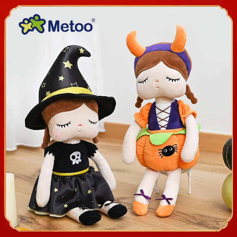 

New Halloween Metoo Angela Plush Doll Witch Soft Toys Pumpkin Elf Demon Angel Styles Collection Children's Holiday Gifts
