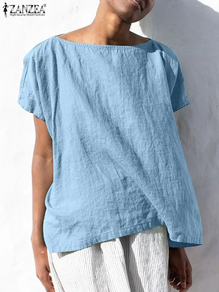 Women Short Sleeve Casual Tunic Tops ZANZEA Summer Blouse Female Cotton Blusas Holiday Chemise 2022 Solid Loose Shirt Oversize
Women Short Sleeve Casual Tunic Tops ZANZEA Summer Blouse Female Cotton Blusas Holiday Chemise 2022 Solid Loose Shirt Oversize