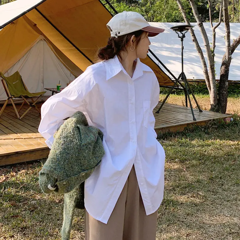 Loose White Shirt Women's Inner and Outer Wear Versatile Spring Long Sleeved Bottomed Shirt Women's 2022 New Style Camisas Mujer
Loose White Shirt Women's Inner and Outer Wear Versatile Spring Long Sleeved Bottomed Shirt Women's 2022 New Style Camisas Mujer