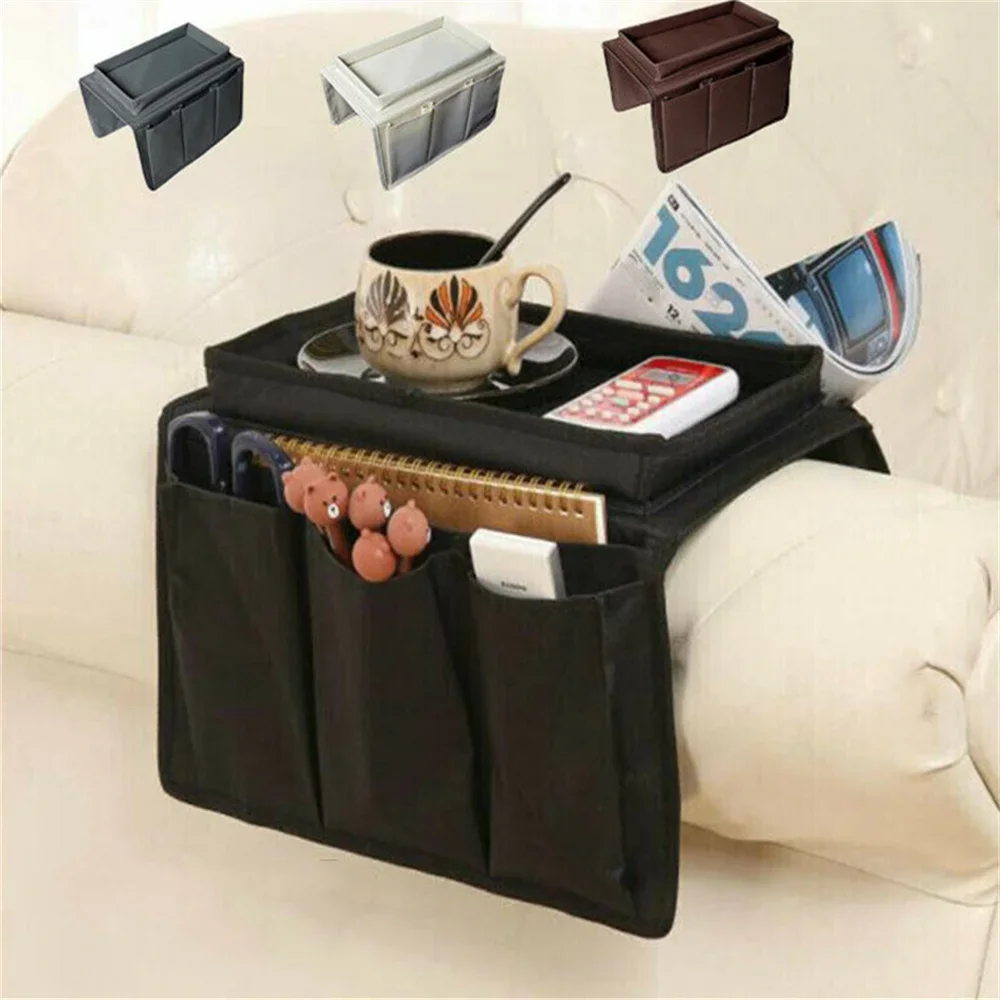 

Non-Slip Sofa Armrest Organizer with Cup Holder Tray Chair Arm TV Remote Holder for Recliner Couch Armchair Bedside Storage