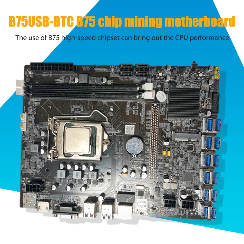 B75 USB-BTC Mining Motherboard 12USB to PCI-E 16X Graphics Cards Slots LGA1151 2DDR3 HDMI-compatible Computer Miner Motherboard
B75 USB-BTC Mining Motherboard 12USB to PCI-E 16X Graphics Cards Slots LGA1151 2DDR3 HDMI-compatible Computer Miner Motherboard