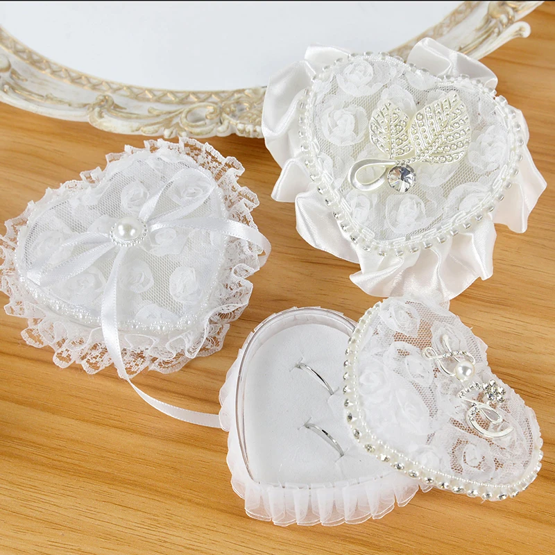 Wedding Heart Ring Bearer Box For Ceremony Flower Lace Jewelry Box Ring Pillow Cushion For Wedding Engagement Party Decor Gifts
Wedding Heart Ring Bearer Box For Ceremony Flower Lace Jewelry Box Ring Pillow Cushion For Wedding Engagement Party Decor Gifts