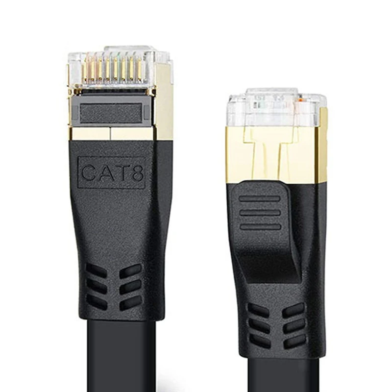 

CAT8 8 типов плоского сетевого кабеля, высокоскоростной 10-гигабитный двухэкранированный компьютерный роутер, Широкополосный сетевой кабель 5...