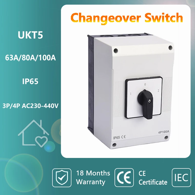 IP65 230-440V 3 Positions Rotary Universal Changeover Switch 63A-100A with Protective Box
IP65 230-440V 3 Positions Rotary Universal Changeover Switch 63A-100A with Protective Box