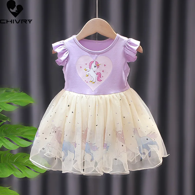 Girls Dresses Summer 2022 Kids Baby Girl Cartoon Unicorn Short Sleeve O-neck Dress Fashion Gauze Patchwork Princess Dresses
Girls Dresses Summer 2022 Kids Baby Girl Cartoon Unicorn Short Sleeve O-neck Dress Fashion Gauze Patchwork Princess Dresses