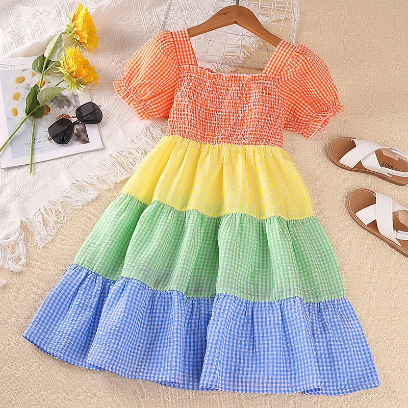 Children's clothing 2022 new summer fashion bubble sleeve rainbow princess dress color stripe dress girls dress
Children's clothing 2022 new summer fashion bubble sleeve rainbow princess dress color stripe dress girls dress