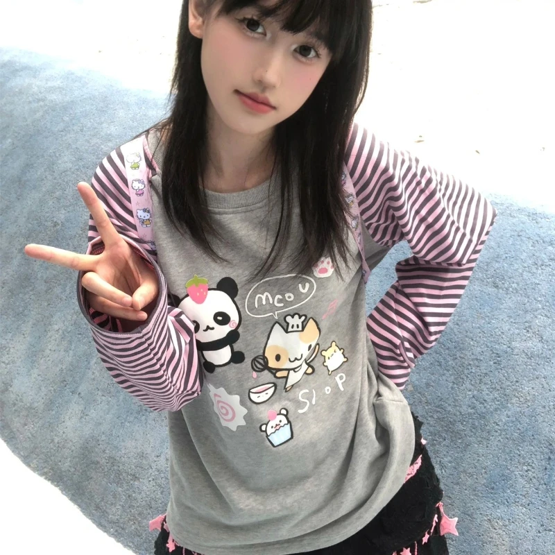 Hot Sale Harajuku Stripe Chinese Panda Graphic T Shirt E-girl Girls Cutecore Cartoon Raglan Clothes Autumn Kawaii Sleeve Xmas
Hot Sale Harajuku Stripe Chinese Panda Graphic T Shirt E-girl Girls Cutecore Cartoon Raglan Clothes Autumn Kawaii Sleeve Xmas