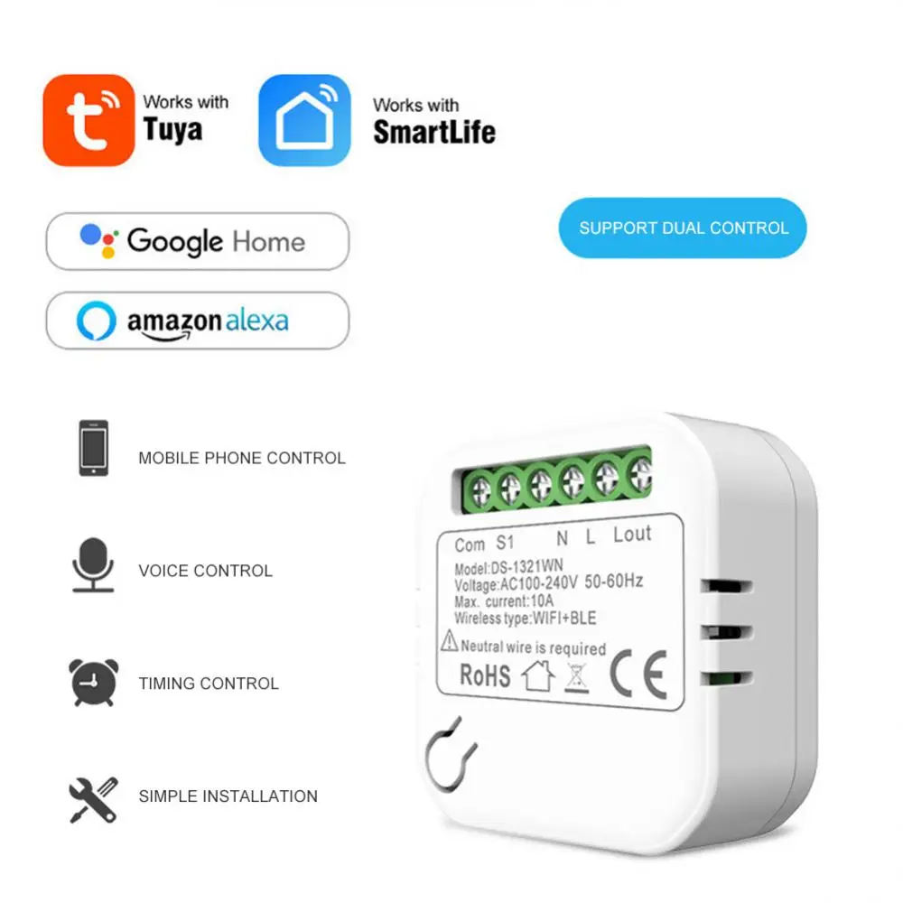 Single Fire Zero Fire Intelligent Switch Module Mini Wifi Wireless Switch App Control Work With Alexa Google Home Timing
Single Fire Zero Fire Intelligent Switch Module Mini Wifi Wireless Switch App Control Work With Alexa Google Home Timing