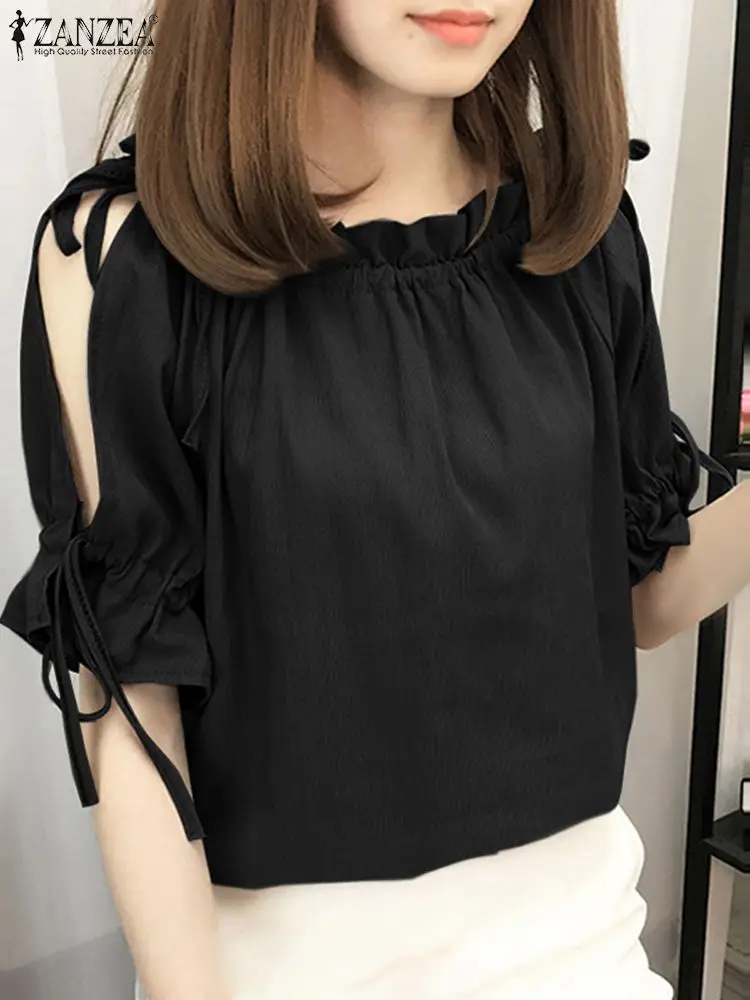 Lace-Up O-Neck Thin Off Shoulder Chemise Fashion Casual Loose Holiday Work OL Blusas 2022 ZANZEA Women Summer Solid Color Blouse
Lace-Up O-Neck Thin Off Shoulder Chemise Fashion Casual Loose Holiday Work OL Blusas 2022 ZANZEA Women Summer Solid Color Blouse