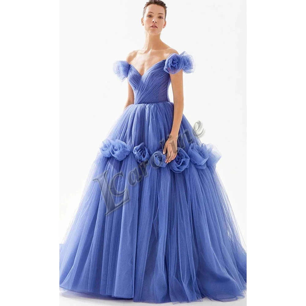 Caroline Periwinkle Flowers Off The Shoulder Princess Evening Dress Tulle A-line Prom Gowns Party Make To Order Robe De Stretch
Caroline Periwinkle Flowers Off The Shoulder Princess Evening Dress Tulle A-line Prom Gowns Party Make To Order Robe De Stretch