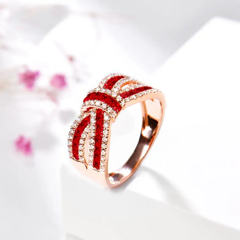 Bow Pigeons-Blood Ruby Ring Female Rose Gold Genuine Diamond Color Gemstone Diamond Ring Female Geometric Luxury Jewelry
Bow Pigeons-Blood Ruby Ring Female Rose Gold Genuine Diamond Color Gemstone Diamond Ring Female Geometric Luxury Jewelry