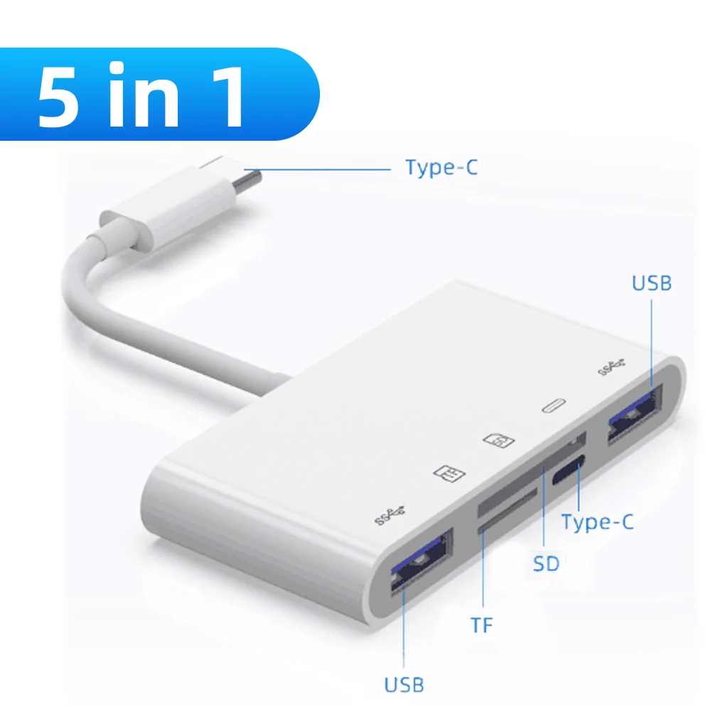 

USB C кардридер для TF SD OTG считыватель USB подключение смарт-карта памяти адаптер для Macbook телефон передачи данных кабель-ридер