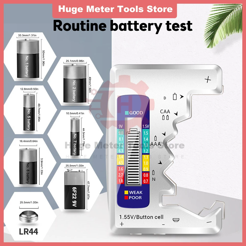Digital Battery Tester LCD Display AA/AAA/9V/1.5V Button Cell Battery Capacity Check Detector Capacitance Diagnostic Tool
Digital Battery Tester LCD Display AA/AAA/9V/1.5V Button Cell Battery Capacity Check Detector Capacitance Diagnostic Tool