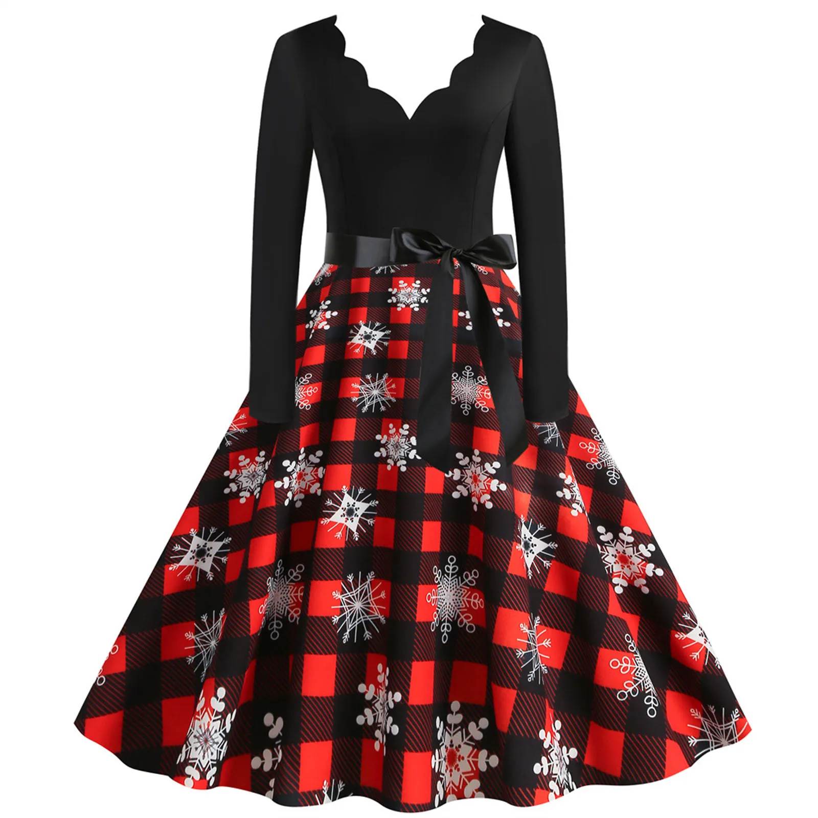 Women Vintage Long Sleeve V Neck Christmas 1950s Housewife Evening Party Prom Party Beach Dress
Women Vintage Long Sleeve V Neck Christmas 1950s Housewife Evening Party Prom Party Beach Dress