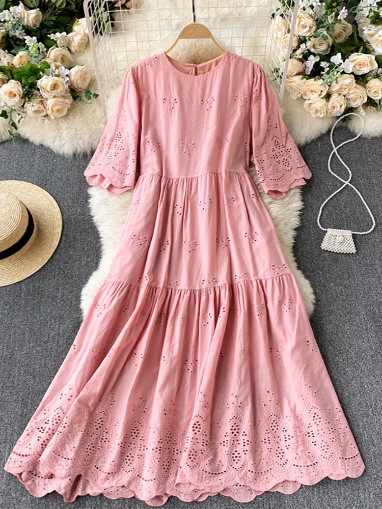 Croysier Summer Clothes For Women Dresses 2022 Casual Sweet Embroidery Lace Dress Round Neck Short Sleeve Cozy Loose Midi Dress
Croysier Summer Clothes For Women Dresses 2022 Casual Sweet Embroidery Lace Dress Round Neck Short Sleeve Cozy Loose Midi Dress