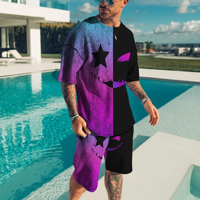 Men's New Graffiti Color Sports Suit T-Shirt + Shorts Casual Sportswear Summer 2 Piece Simple High Quality New Street Men's Suit
Men's New Graffiti Color Sports Suit T-Shirt + Shorts Casual Sportswear Summer 2 Piece Simple High Quality New Street Men's Suit