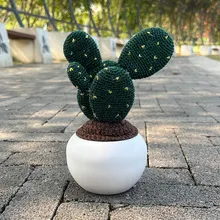 Crochet Woven Cactus Plants Bonsai Artificial Flowers Hand-Knitted Original Gifts For Room Home Table Office Desktop Decorations
